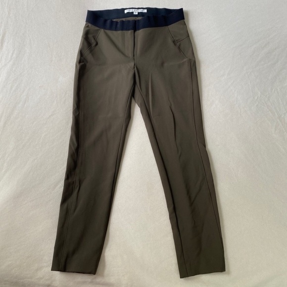 VERONICA BEARD Grosgrain-trimmed stretch-scuba leggings Army Green Stretch 8 M - Picture 1 of 8